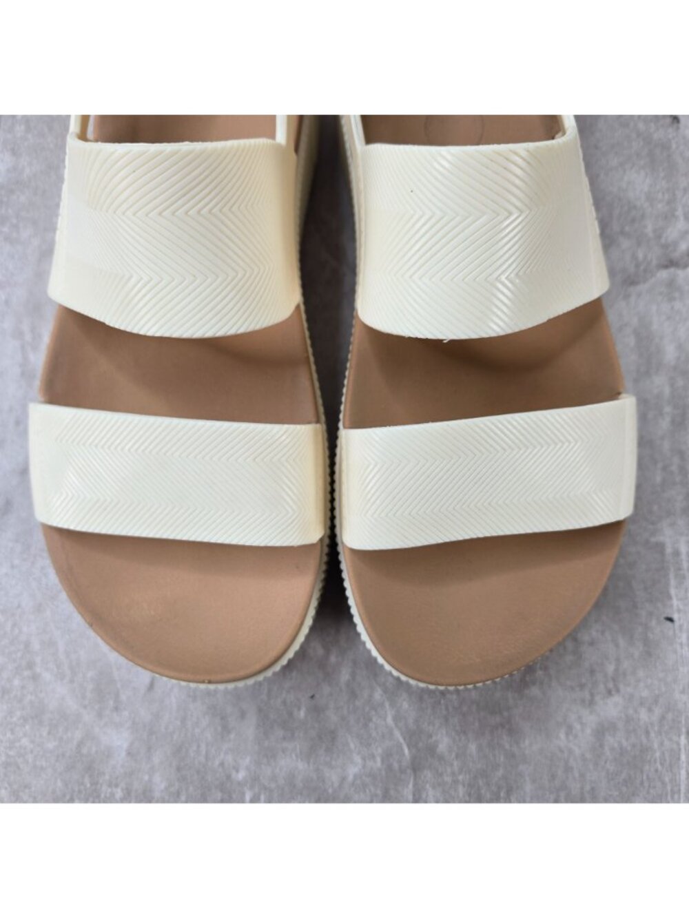 Reef Platform Sandal 10 Cream White Open Toe Chunky Summer Beach Slingback Wedge - Picture 9 of 12